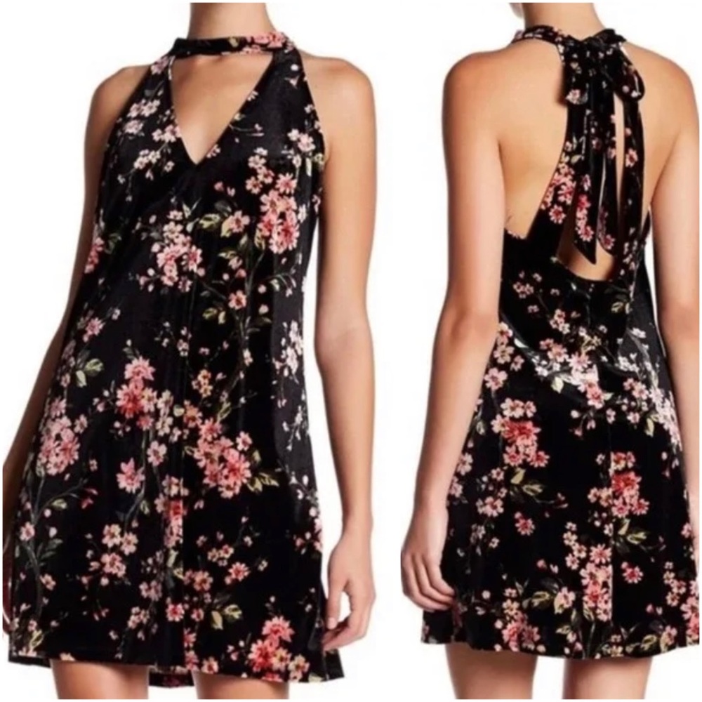 Lush Floral Print Velvet Choker Dress - Picture 8 of 11